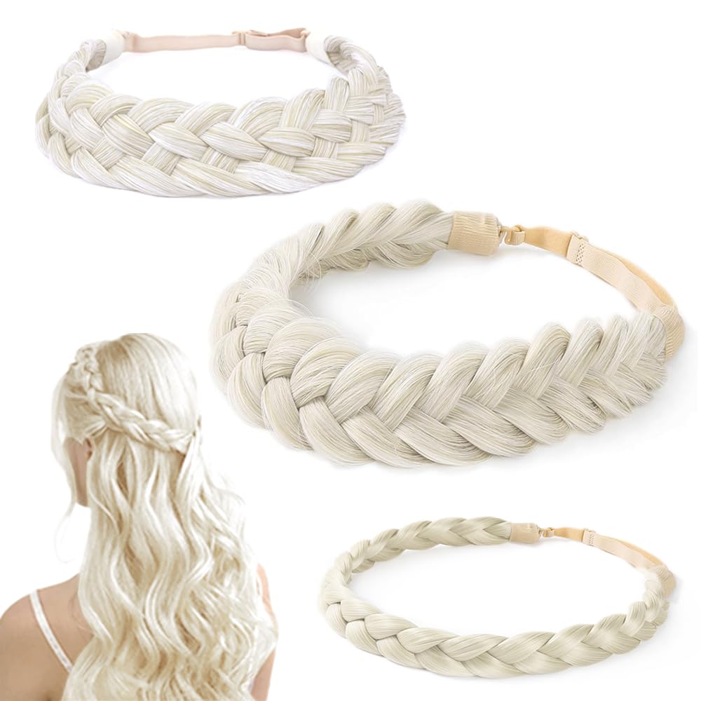 Hann 3 pieces 5-strand braided headband in white mixed blond for versatile styling