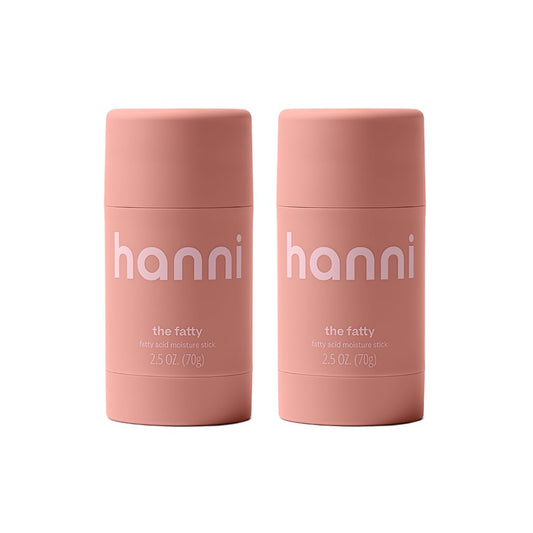 HANNI Fatty Body Moisturizer Stick packaging close-up shows clean, fragrance-free design for sensitive skin.