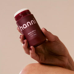 HANNI Shave Pillow packaging box highlights travel-friendly size and vegan formula.