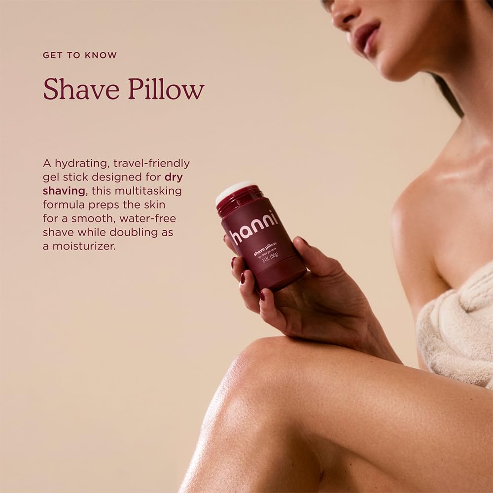 HANNI Shave Pillow scent combo with bergamot, jasmine and sandalwood freshens your routine.