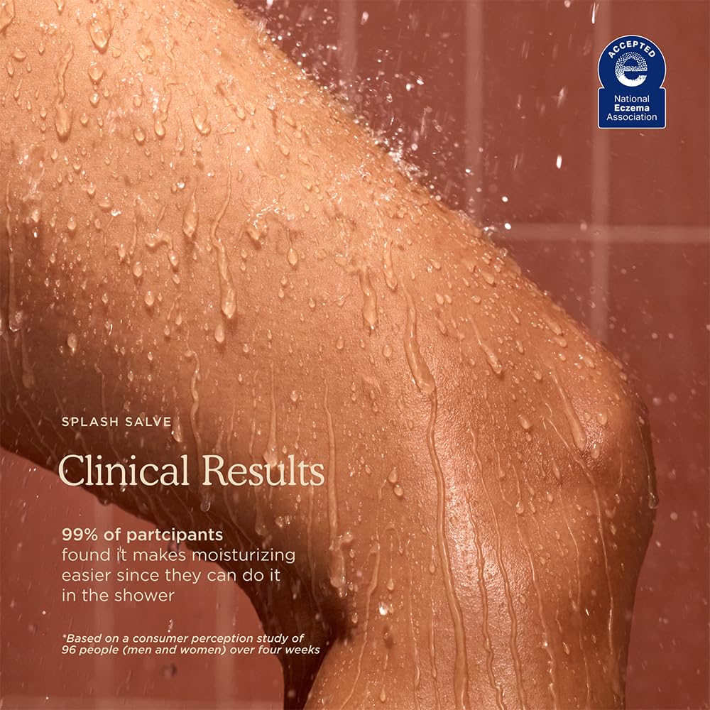 HANNI Splash Salve application in shower demonstrates quick, non-greasy hydration.