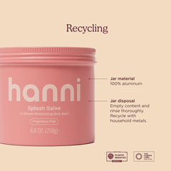 HANNI Splash Salve NEA acceptance stamp suggests trusted support for sensitive skin.