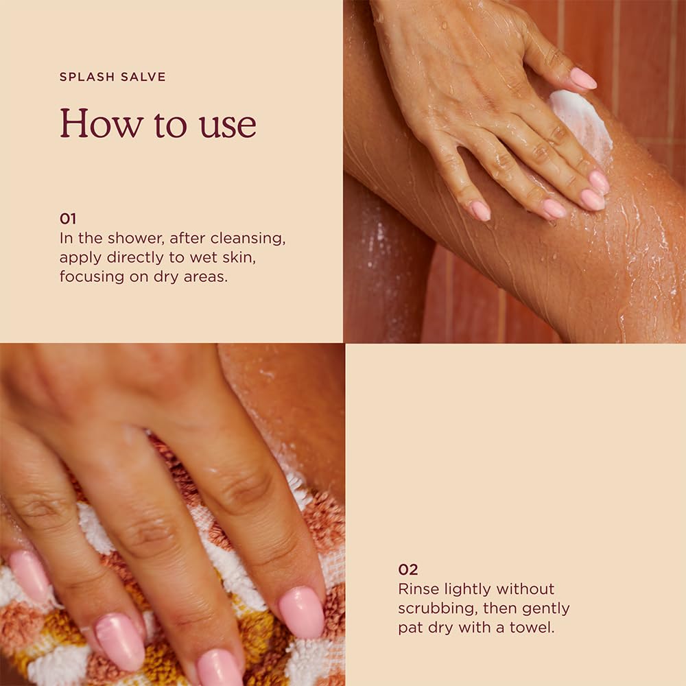 HANNI Splash Salve wet skin application promotes easy post-wash softness.