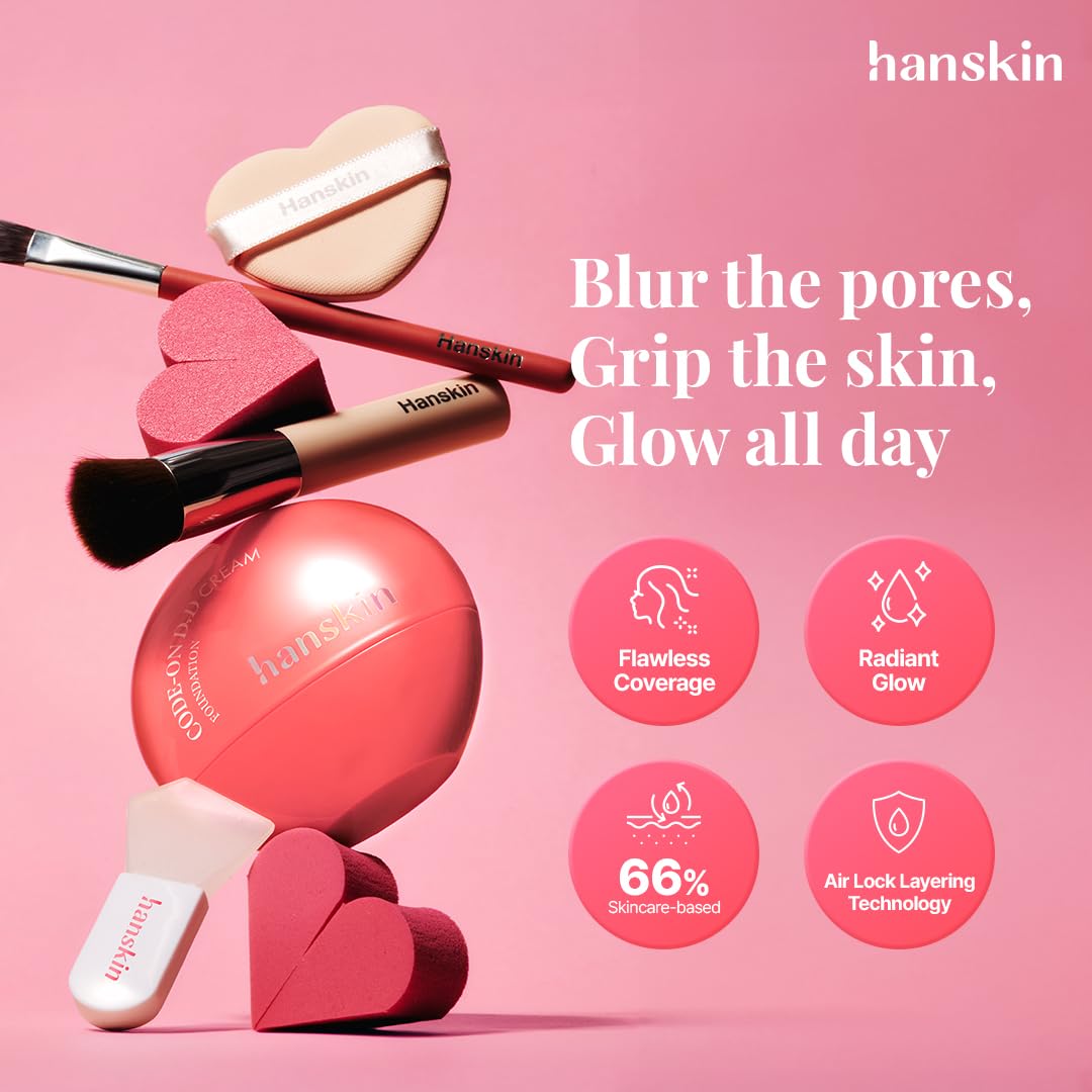 Swatch of Hanskin DD Cream Foundation on skin demonstrating buildable coverage