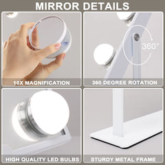 Hansong vanity mirror front view highlighting LED bulbs and frame