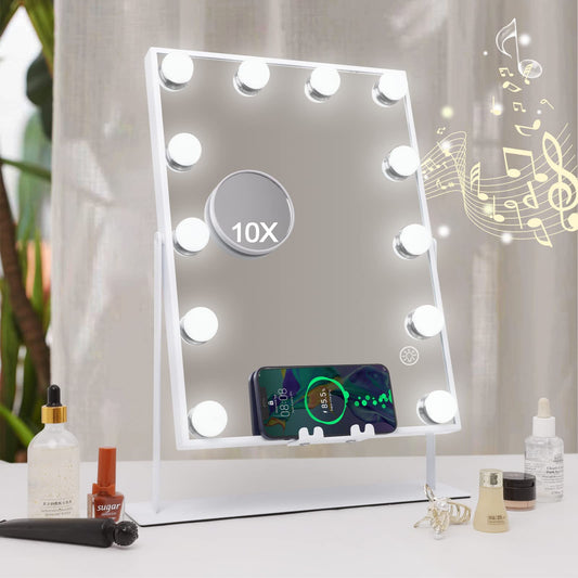 Hansong vanity mirror with 12 LED bulbs for even lighting on the face