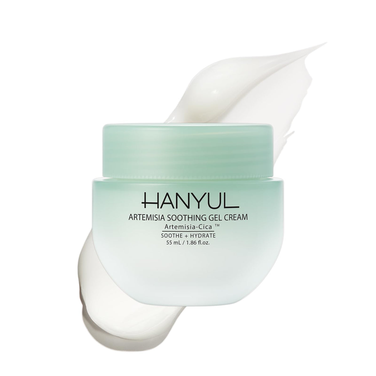Hanyul Artemisia Soothing Gel Cream packaging highlights mugwort and centella blend for calm skin