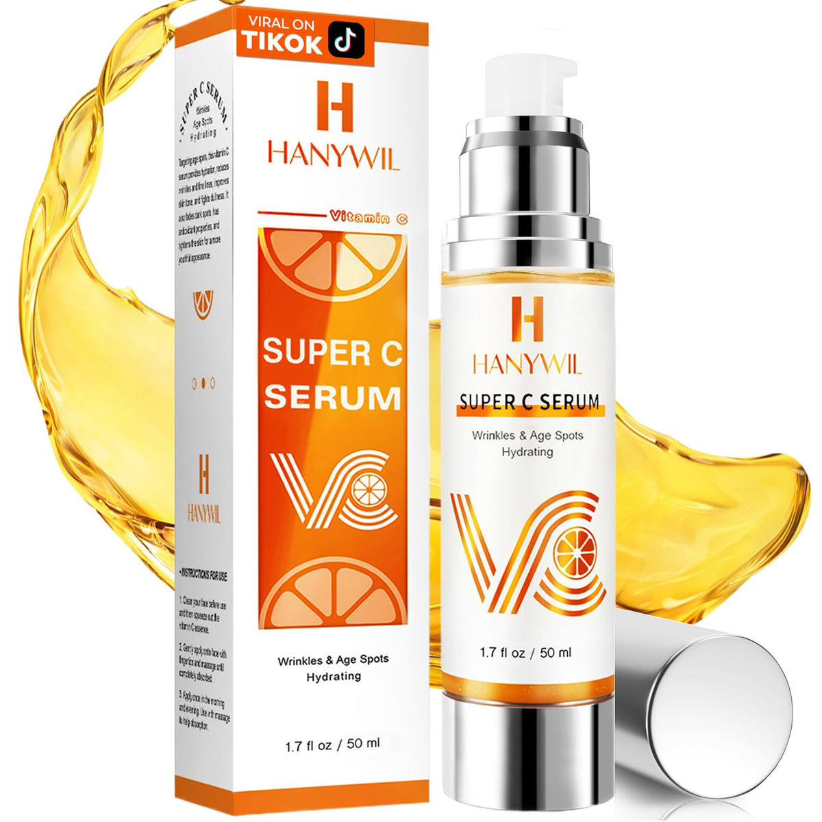 HANYWIL 20% vitamin C serum bottle highlights potent formula for daily brightening
