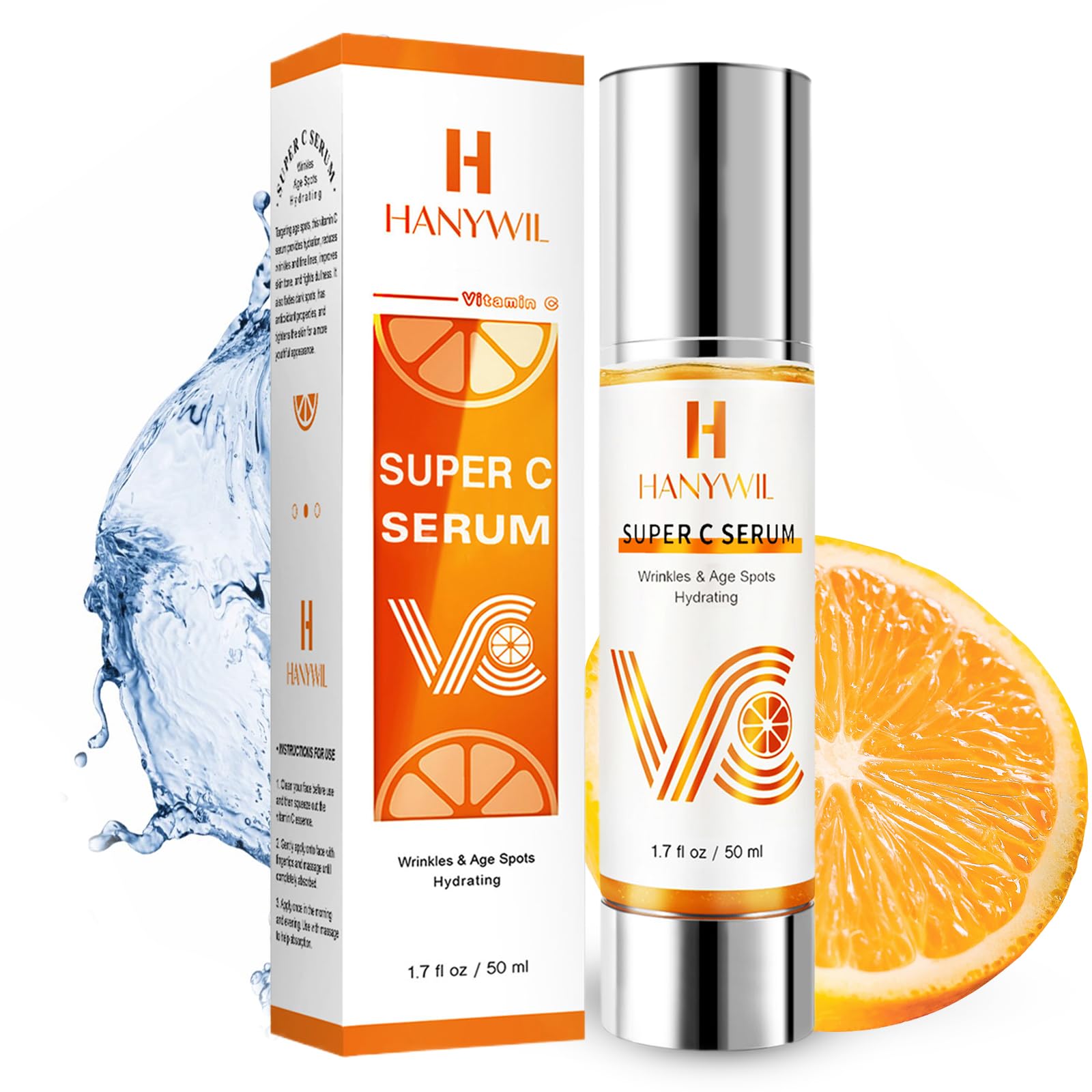 HANYWIL 20% Vitamin C serum bottle highlighting stable formula for mature skin.