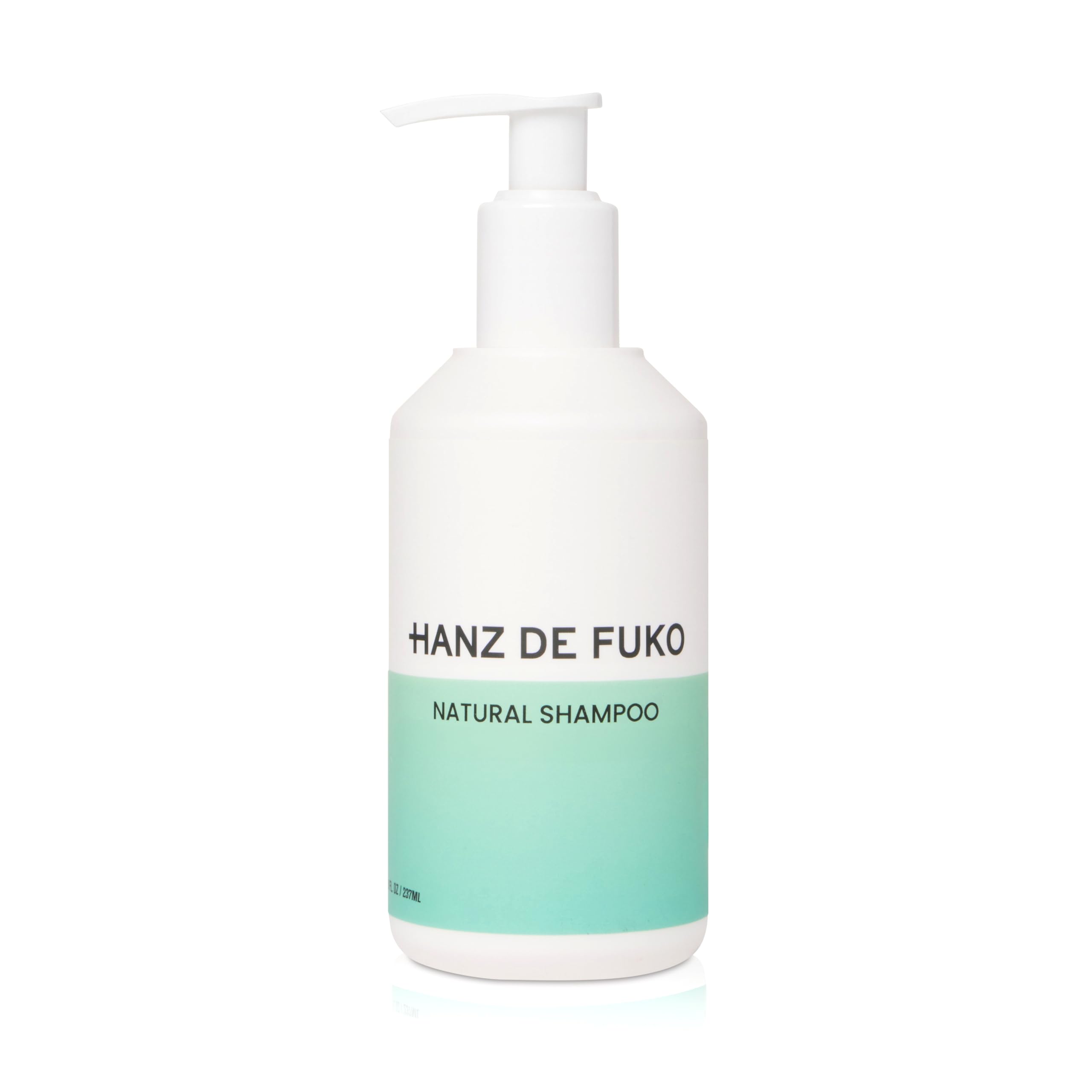 Hanz de Fuko premium natural shampoo bottle shows sulfate-free formula for daily use.