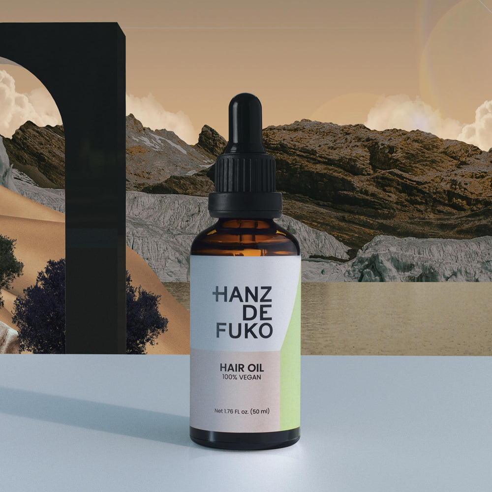 Hanz de Fuko vegan oil application on damp hair for smooth texture