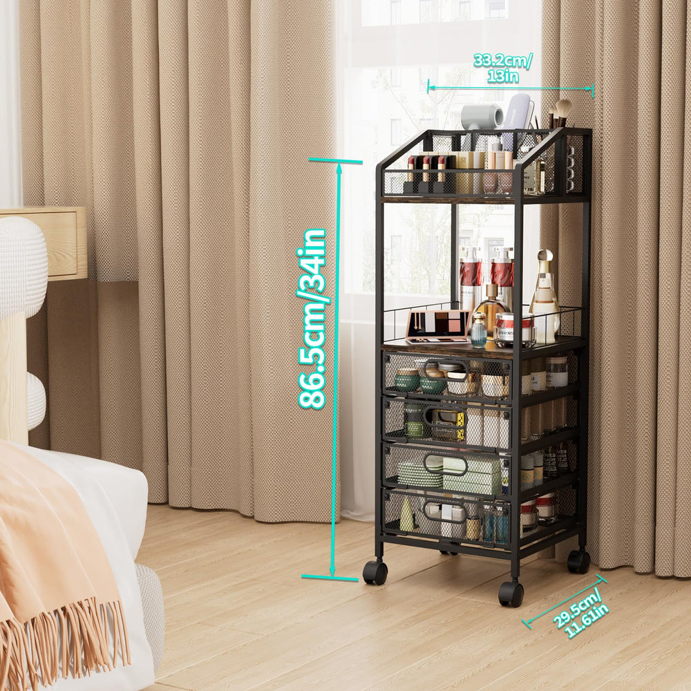 HapiRm open middle shelf holds full-size cleansers and toners for easy reach
