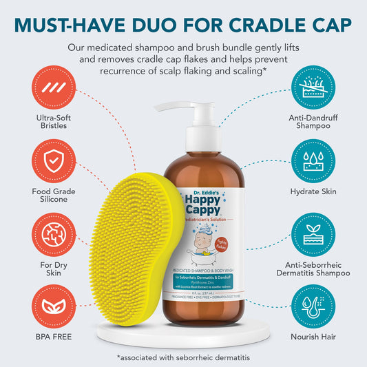 Happy Cappy Beanie Brush closeup with soft silicone bristles for cradle cap relief.