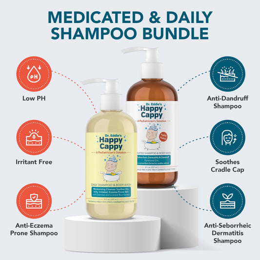 Happy Cappy bottle closeup highlights pediatrician-designed formula for sensitive scalp
