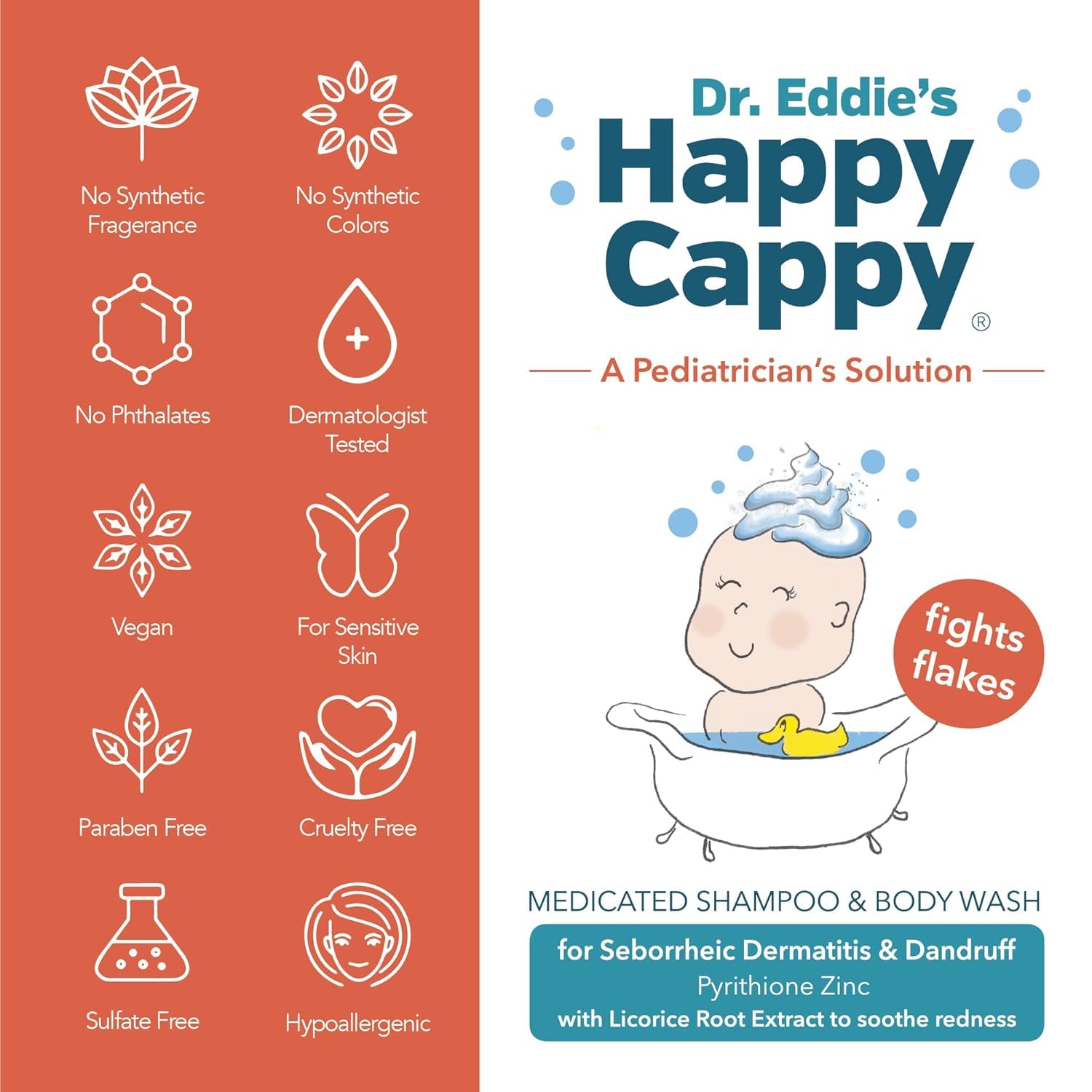 Happy Cappy fragrance-free wash supports safe use on face and body.