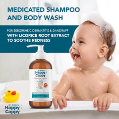 Happy Cappy shampoo used on hair, face, and body during bath