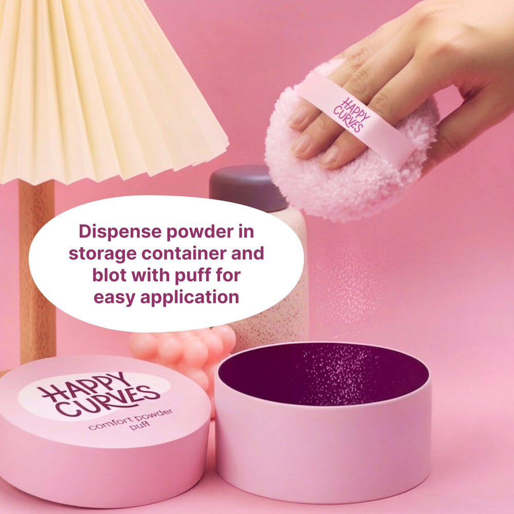 Happy Curves Comfort Puff Mini offers large coverage for underarm and body areas.