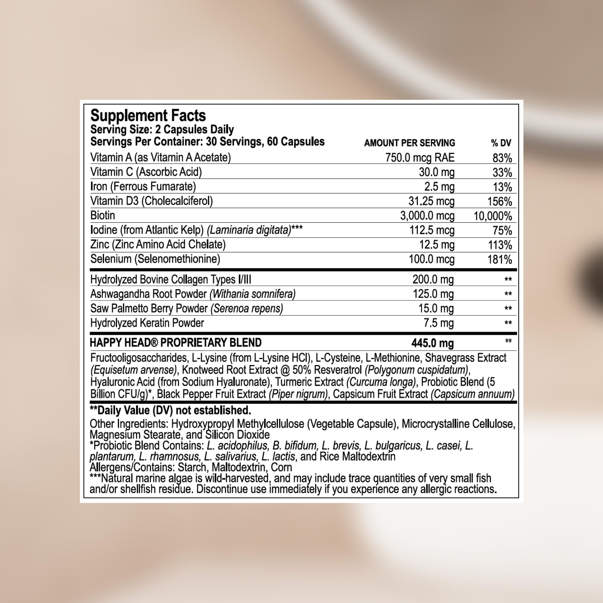 Capsule close-up highlights quality ingredients supporting overall hair wellness.