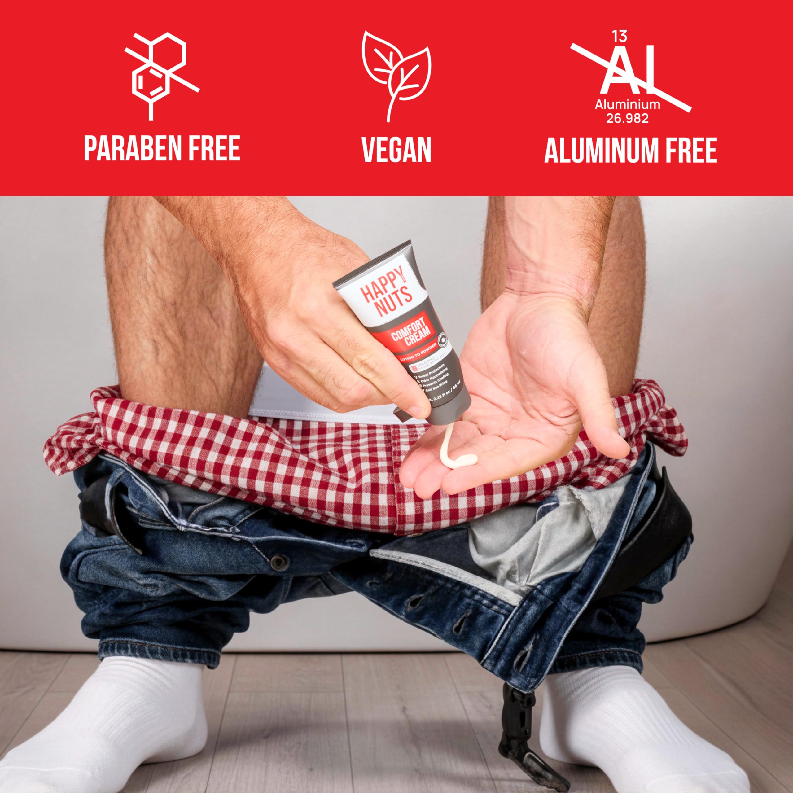 HAPPY NUTS vegan, cruelty-free, dermatologist-tested deodorant label