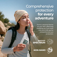 Happy Ocean fragrance-free sunscreen conveys gentle, skin-friendly mineral protection.