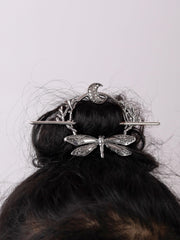 HAQUIL Dragonfly Moon Hairpin detail shows Celtic-inspired engraving and craftsmanship.