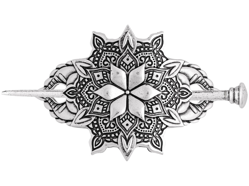 HAQUIL Mandala Flower Hairpin close-up with intricate vintage detailing for chic styling