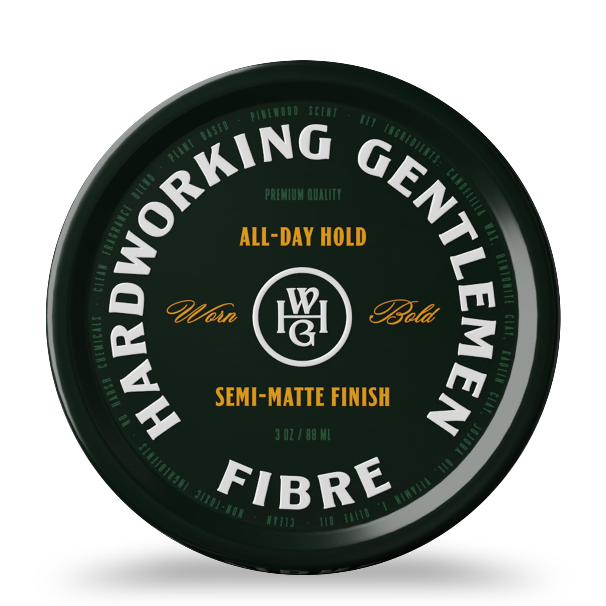 Hardworking Gentlemen Fibre bottle front view highlighting mid-high hold.