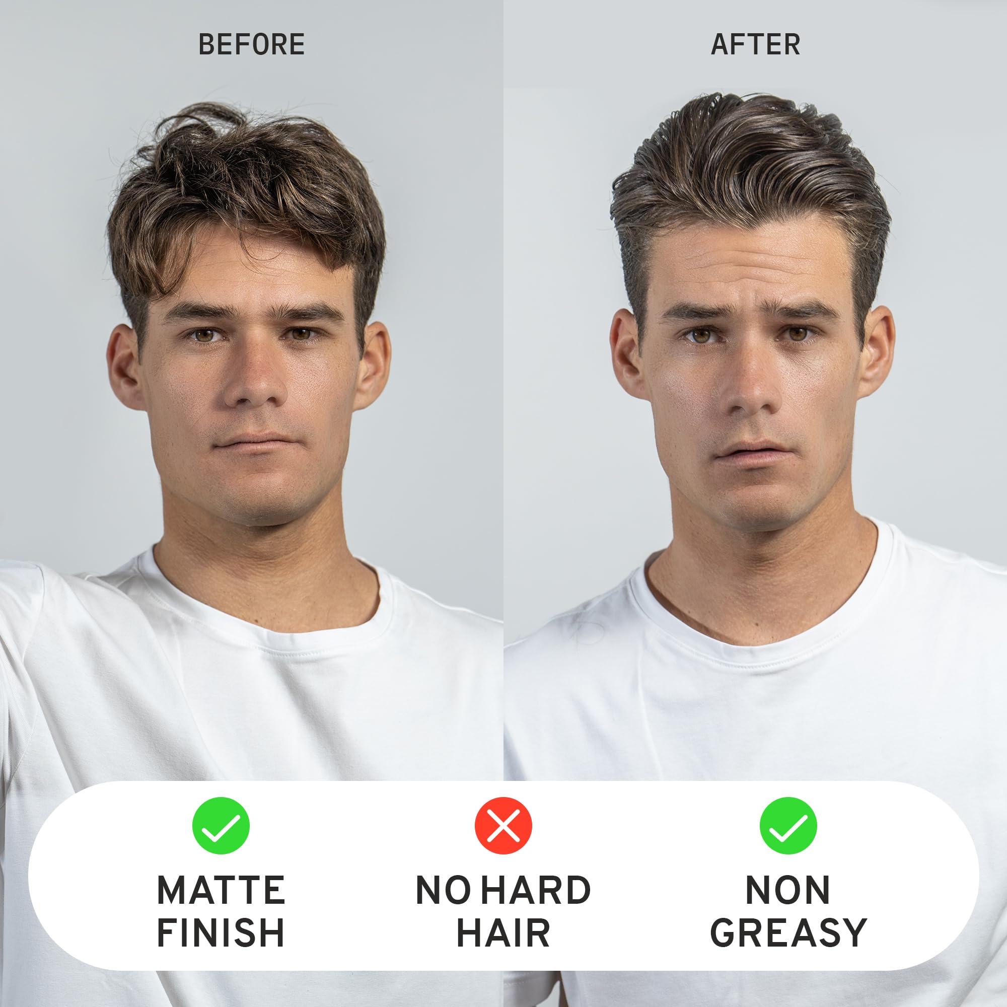 Hardworking Gentlemen Fibre matte finish on styled hair.
