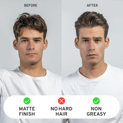 Hardworking Gentlemen Fibre matte finish on styled hair.