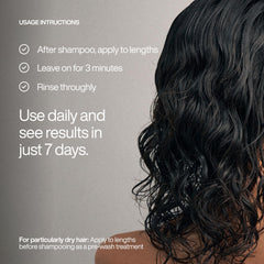 Texture on hair after using Harklinikken Daily Conditioner, showcasing lightweight feel
