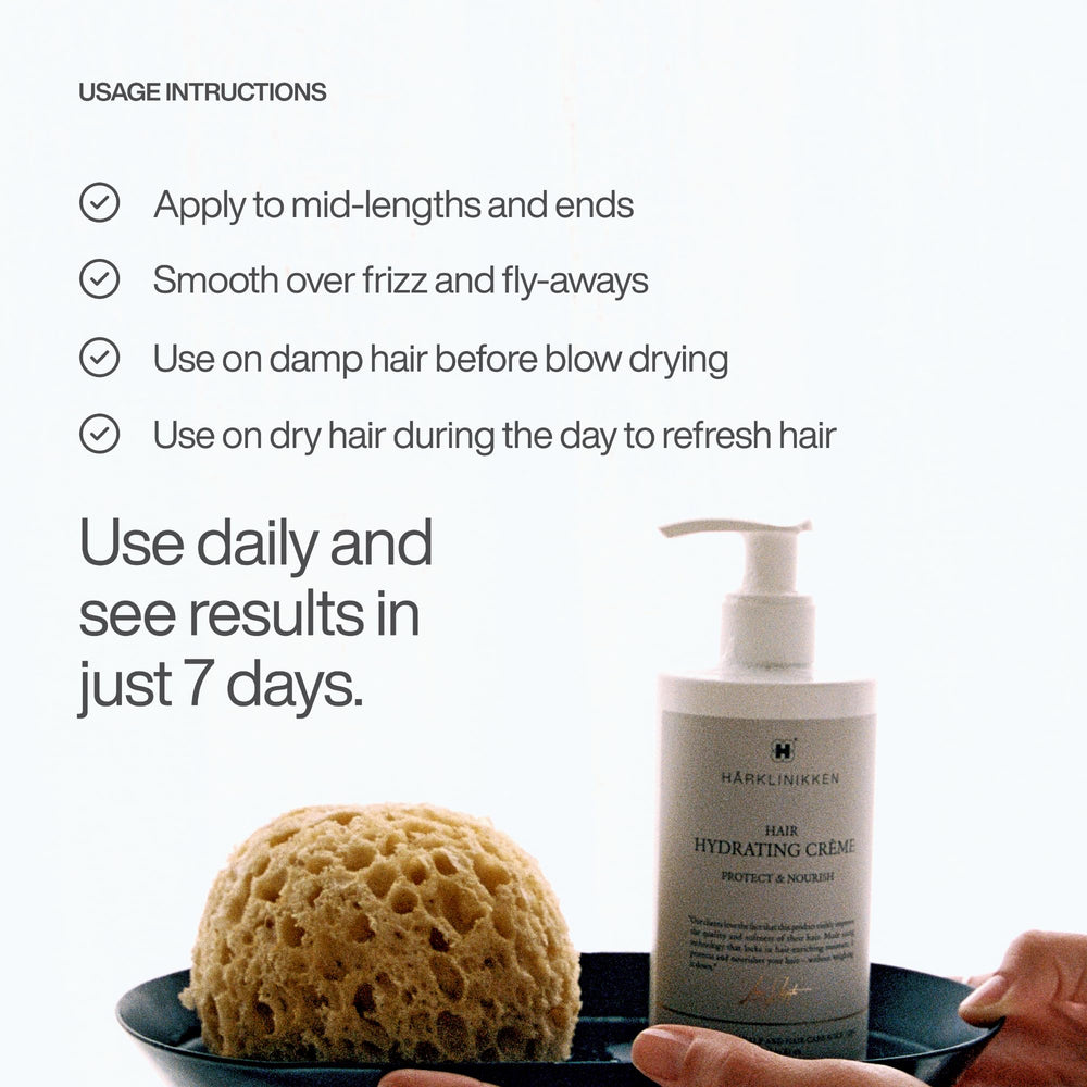 Harklinikken Hair Hydrating Creme on-dry-hair ends with lasting softness.