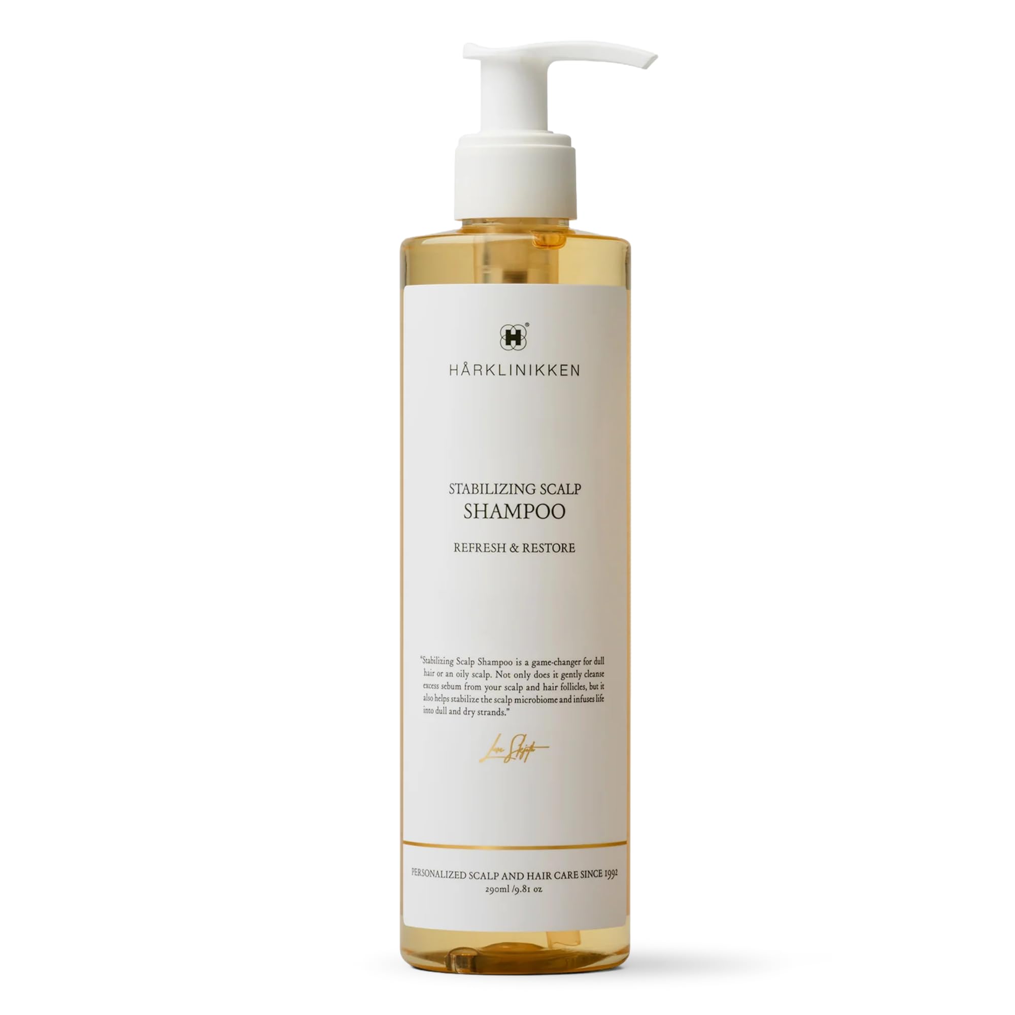 Harklinikken Stabilizing Scalp Shampoo bottle for refreshing cleanse and fuller-looking hair.