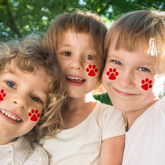 Harloon red paw print tattoos spark playful style at celebrations.