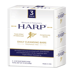 HARP fragrance-free bar pack shot highlighting a compact cleansing option.