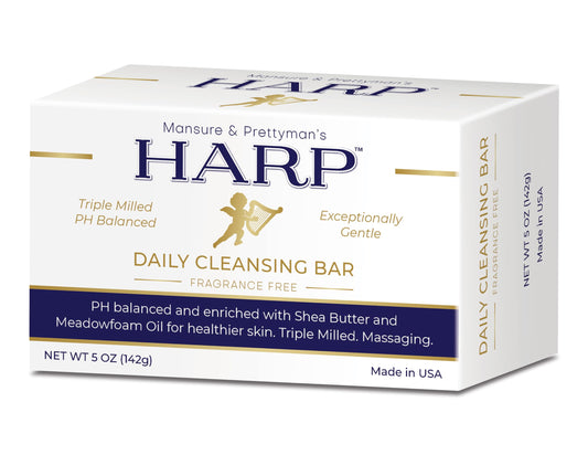 HARP fragrance-free body wash bar pour demonstrates gentle cleansing for sensitive skin.