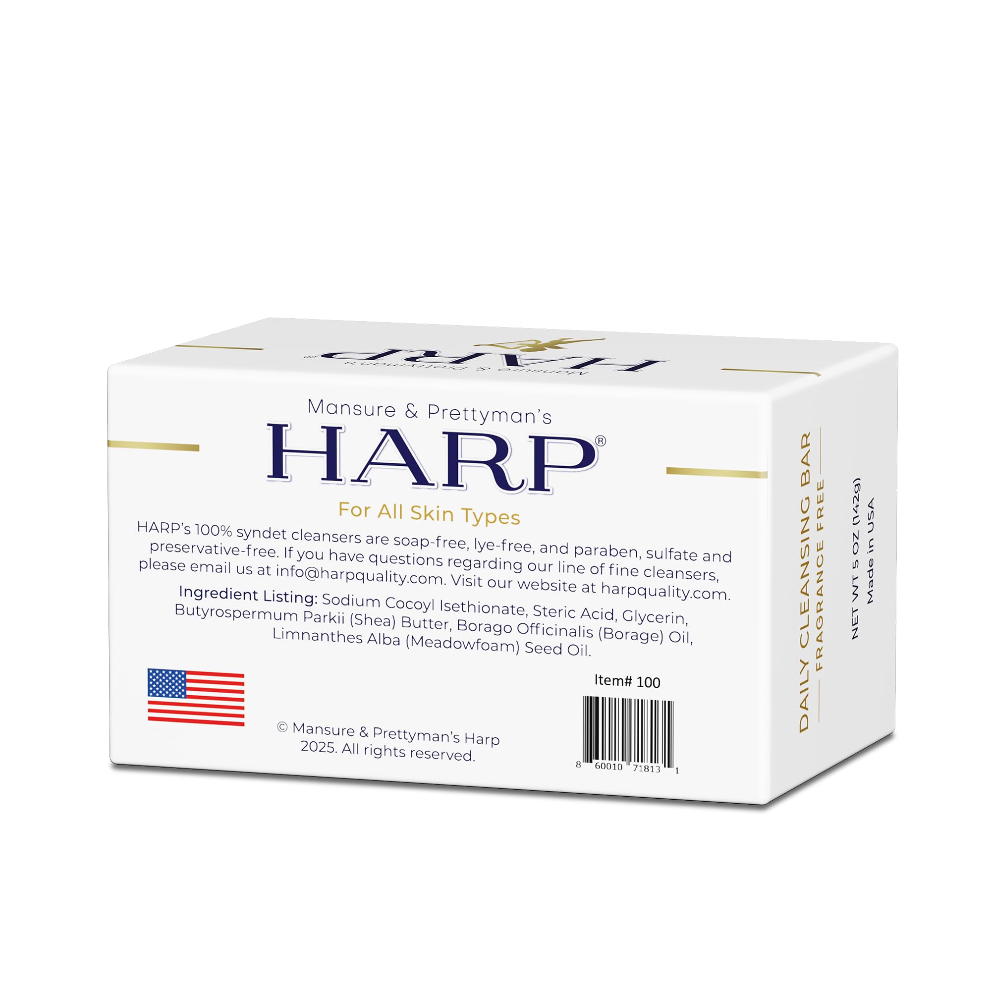 HARP fragrance-free body wash bar rinse leaves skin clean.