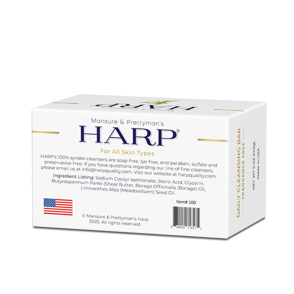 HARP fragrance-free body wash bar rinse leaves skin clean.