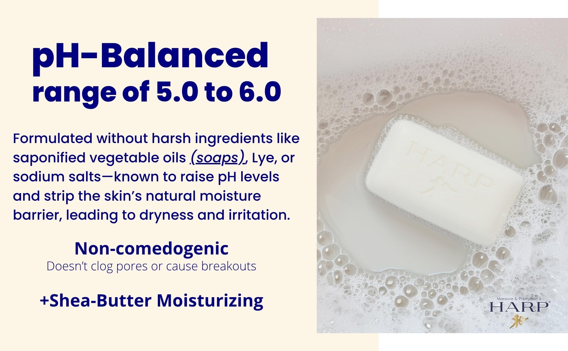 HARP fragrance-free body wash bar USA-made facility ensures quality and care.