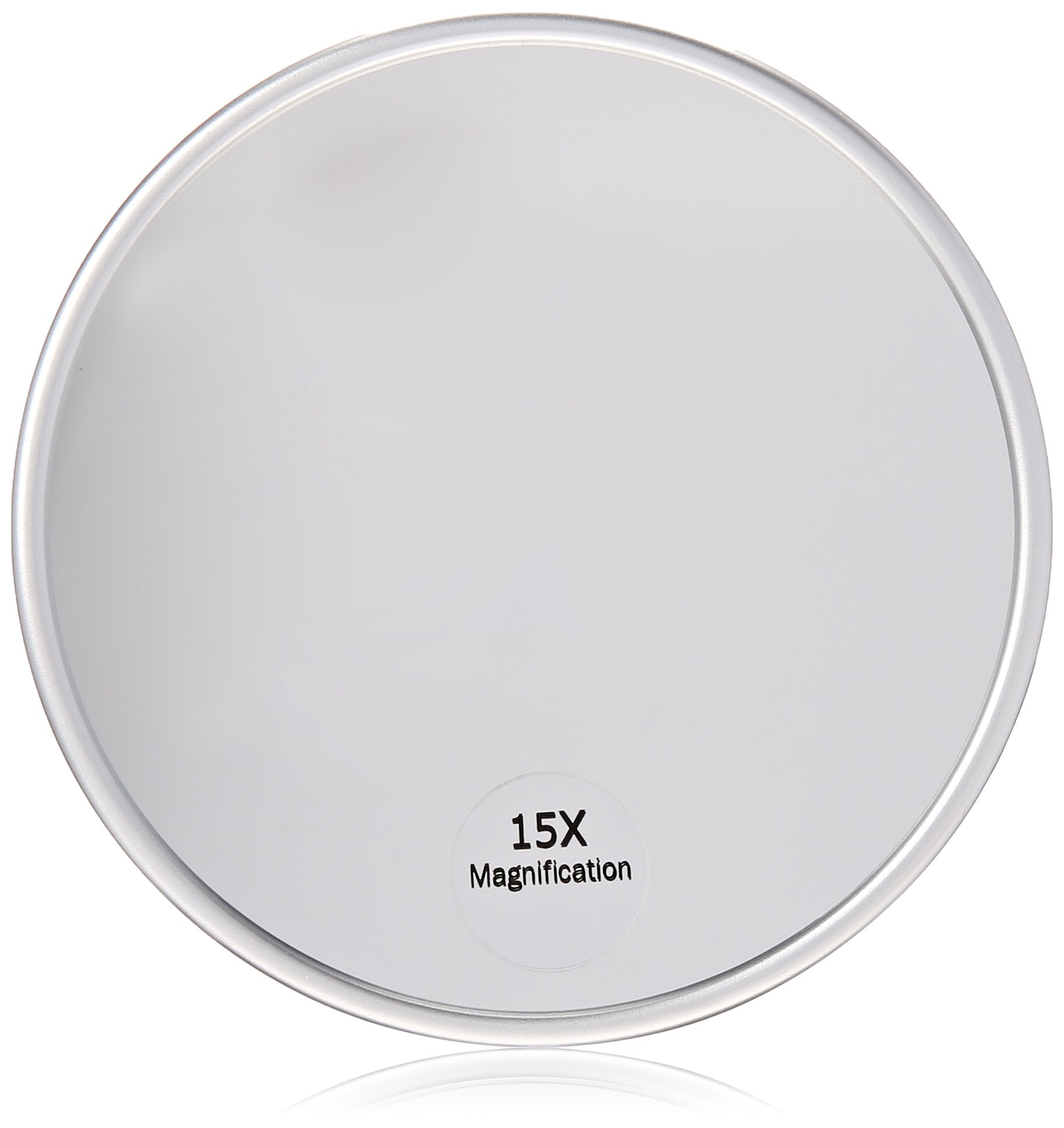 Harry D Koenig & Co 15x magnification mirror with suction back for wall mounting.