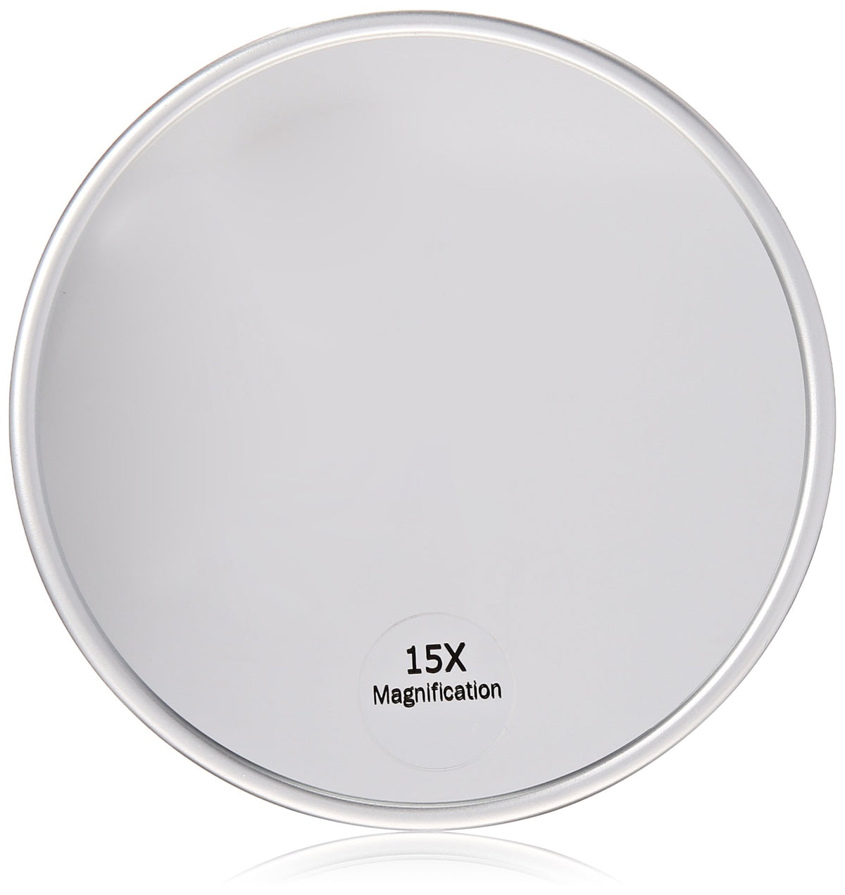 Harry D Koenig & Co 15x magnification mirror with suction back for wall mounting.