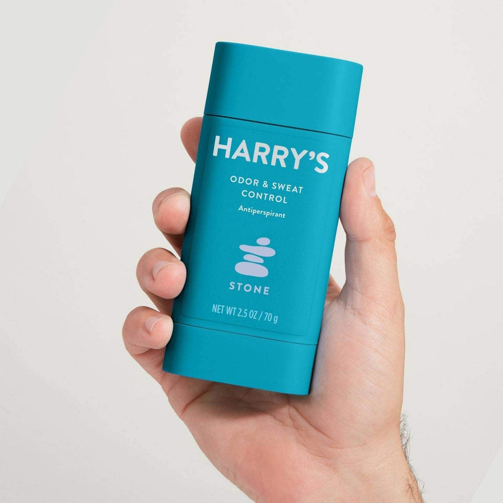 Harry's Antiperspirant Stone packaging, convenient size for travel and daily routine.