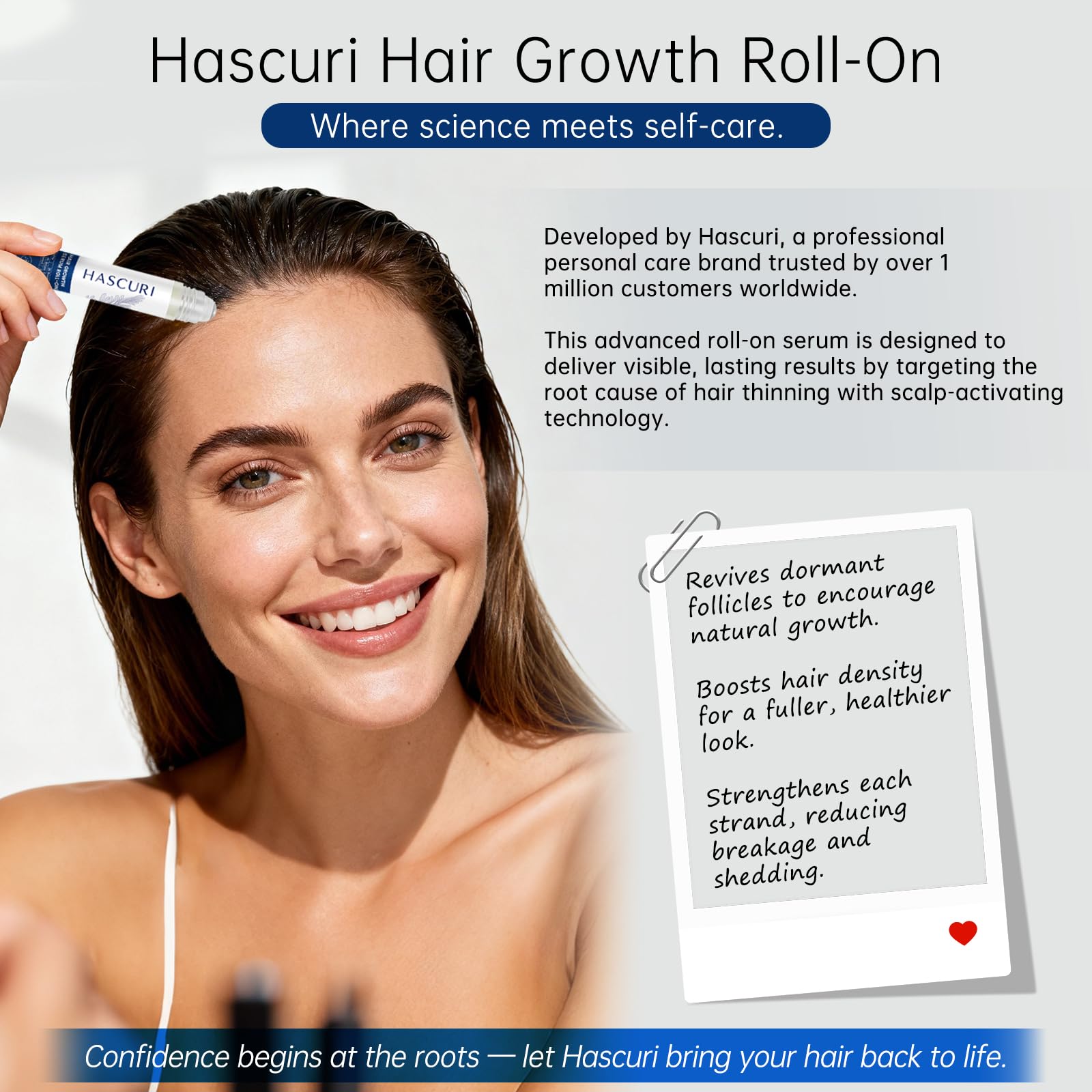HASCURI daily-use serum for ongoing thinning hair care and routine integration.