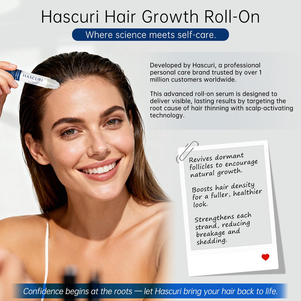 HASCURI daily-use serum for ongoing thinning hair care and routine integration.