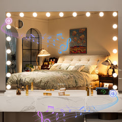 Hasipu Hollywood mirror with removable bulbs for customizable lighting during makeup.