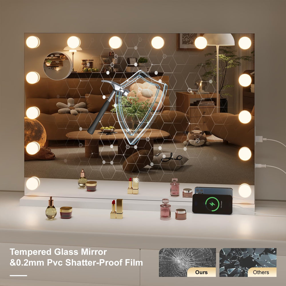 Hasipu smart touch controls on the mirror for easy on and brightness adjust.