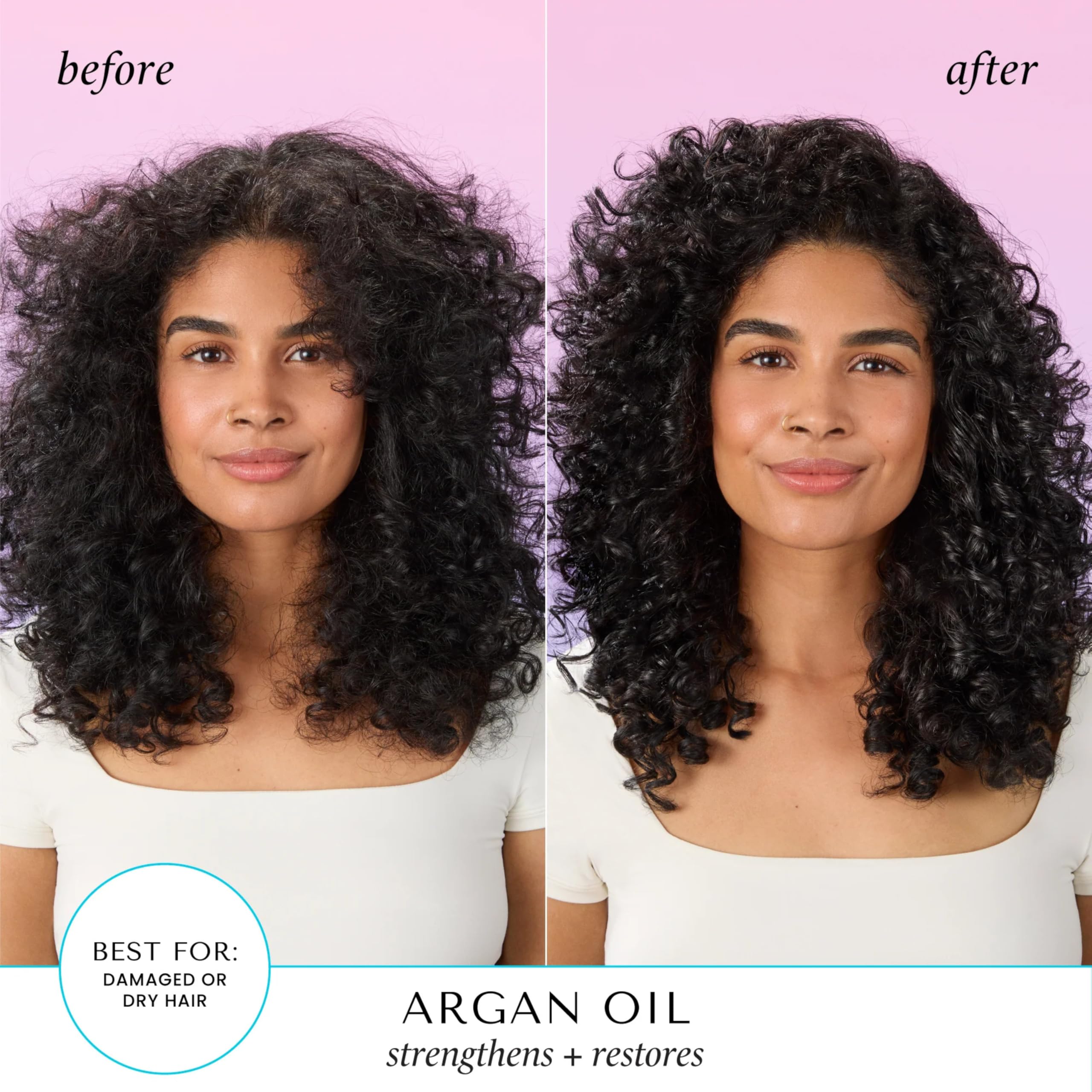 HASK Argan Repairing Hair Oil bottle close-up shows lightweight formula