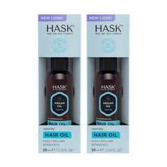 HASK Argan Repairing Hair Oil pump bottle highlights two-pack for shine