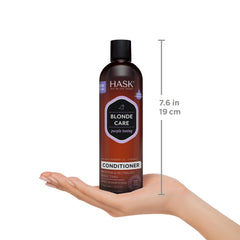 HASK Blonde Care bathroom scene suggesting a routine for bright blonde hair
