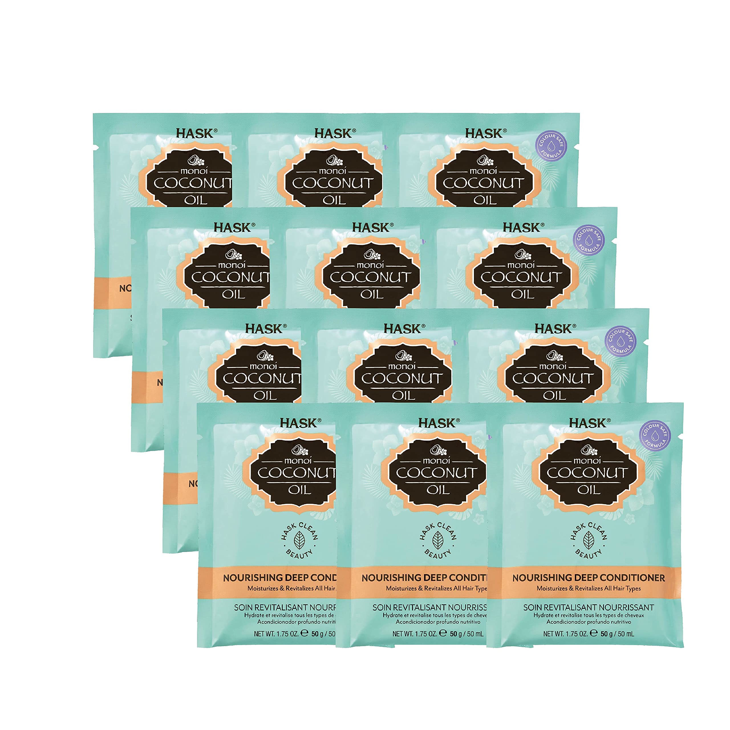 HASK Coconut Nourishing Deep Conditioner pack of 12 bottles for all hair types, moisture boost