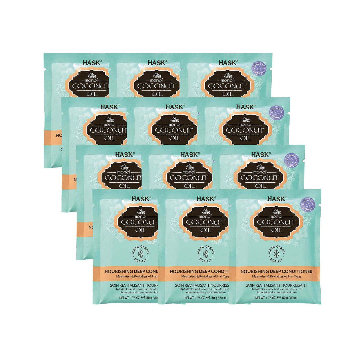 HASK Coconut Nourishing Deep Conditioner pack of 12 bottles for all hair types, moisture boost